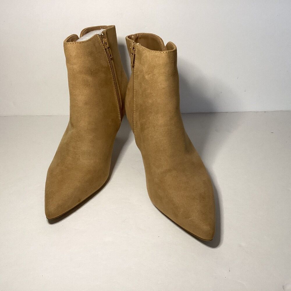 Ladies Faux Suede Pointed Toe Low Heel Ankle Boots Size 9 New